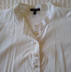Eileen Fisher Organic Cotton Tunic White L pockets